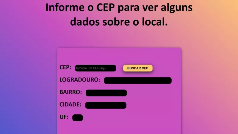 print de um projeto que realizei sobre o consumo de uma API de CEP