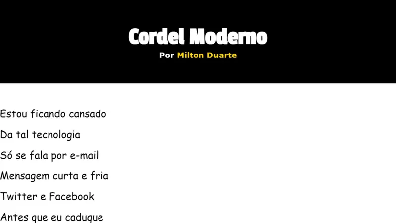 print de um projeto que realizei de poemas usando HTML e CSS