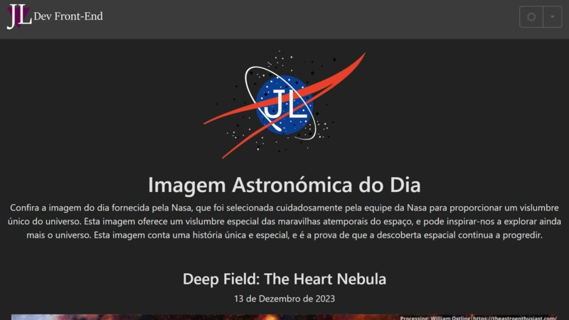 print de um projeto que realizei sobre o consumo de uma API da Nasa